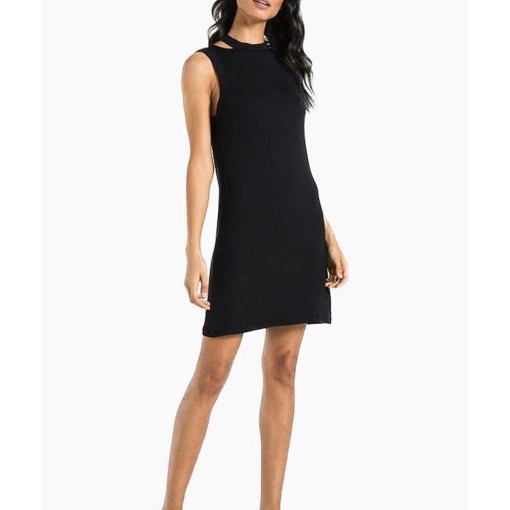 NWT Philanthropy Cut Out Black Kennedy Neck Sleeveless Tank Mini Shift Dress M
